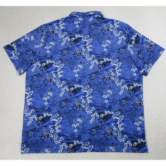 Ralph Lauren RLX Polo Shirt Mens 2XL Blue AOP Mauna‎ Kea Floral Golf Performance